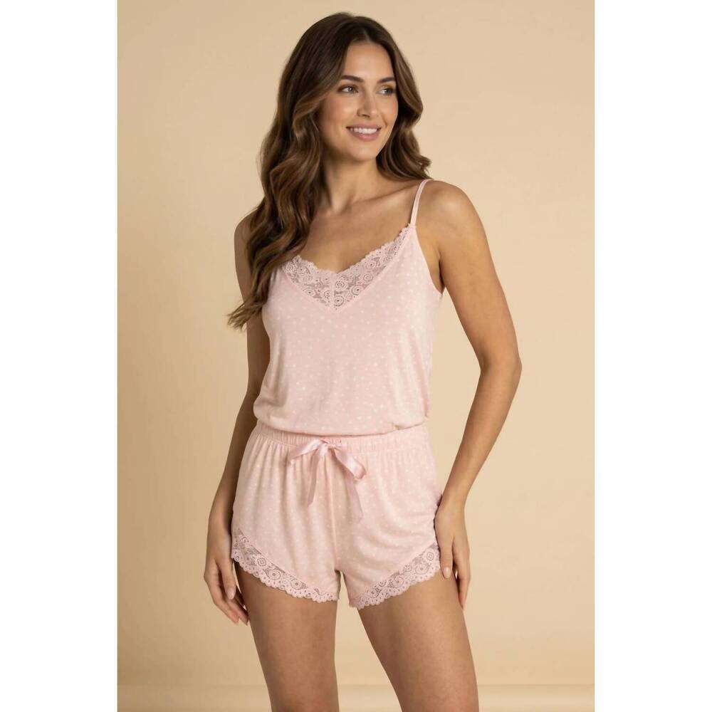 NEW PJ SALVAGE love and lace cami pajama set in pink tint